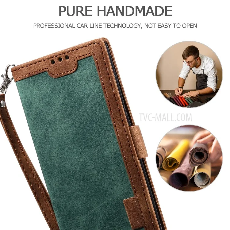 Stylish Retro Splicing Leather Cool Shell for Galaxy A31 - Green