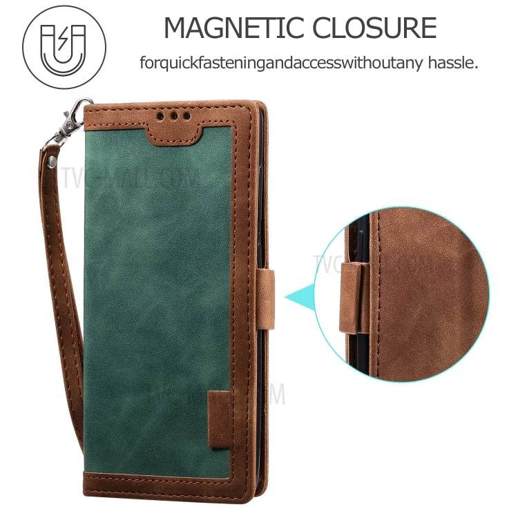 Stylish Retro Splicing Leather Cool Shell for Galaxy A31 - Green