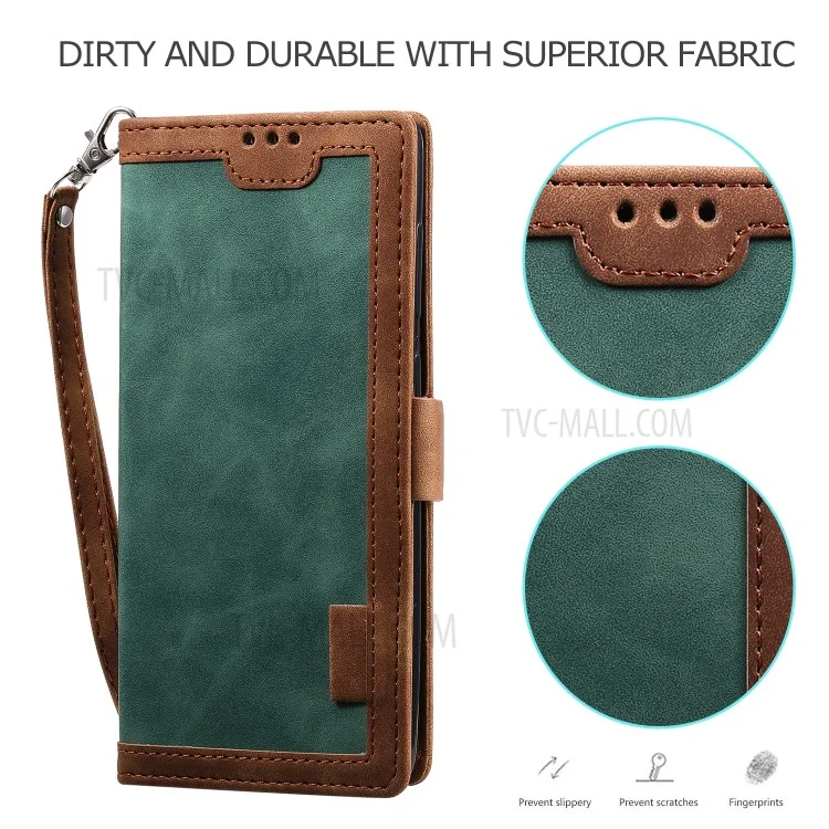 Stylish Retro Splicing Leather Cool Shell for Galaxy A31 - Green