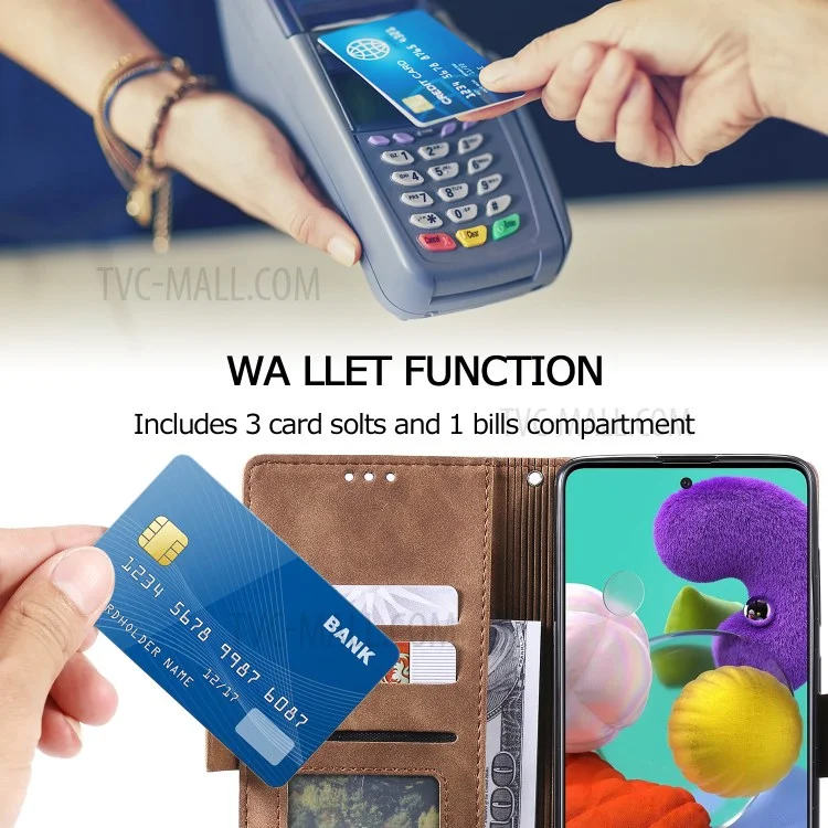 Stylish Retro Splicing Leather Cool Shell for Galaxy A31 - Green