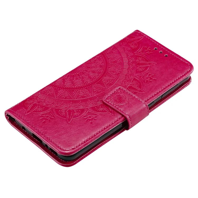 Portefeuille en Cuir de Fleur D'empreinte Collège de Téléphone Cool Pour Samsung Galaxy A21s - Rose