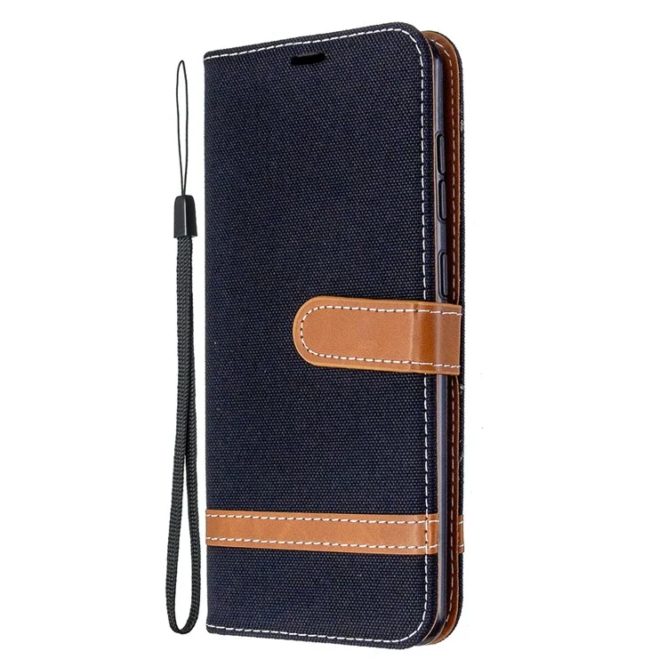 Assorted Color Jeans Cloth Leather Stylish with Wallet Case for Samsung Galaxy A31 - Black