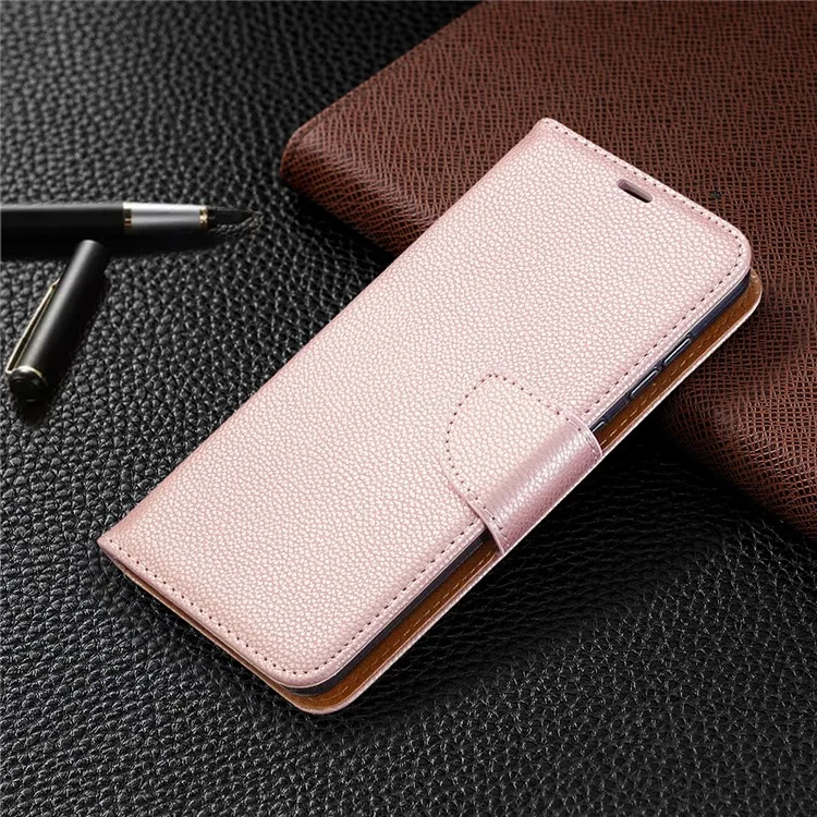 Litchi Surface with Wallet Leather Stand Case for Samsung Galaxy A31 - Rose Gold