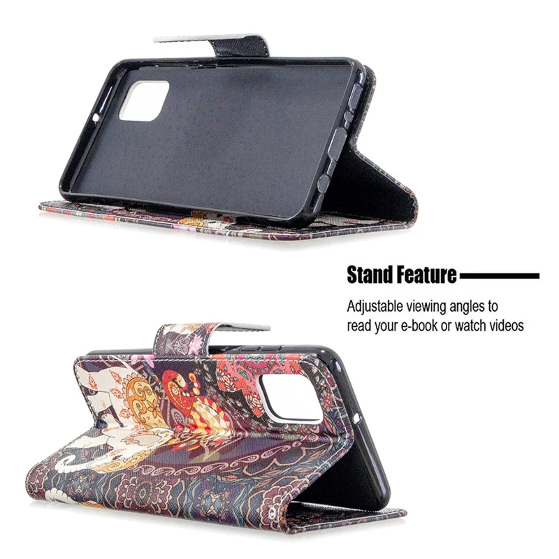 Pattern Printing Wallet Stand Flip Leather Phone Shell for Samsung	Galaxy A31 - Malanda and Elephant