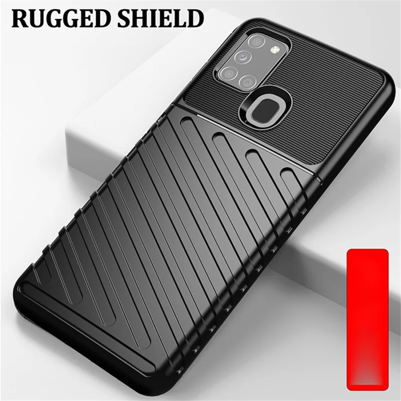 Thunder Series Twill Texture TPU Protector Case for Samsung Galaxy A21s - Black