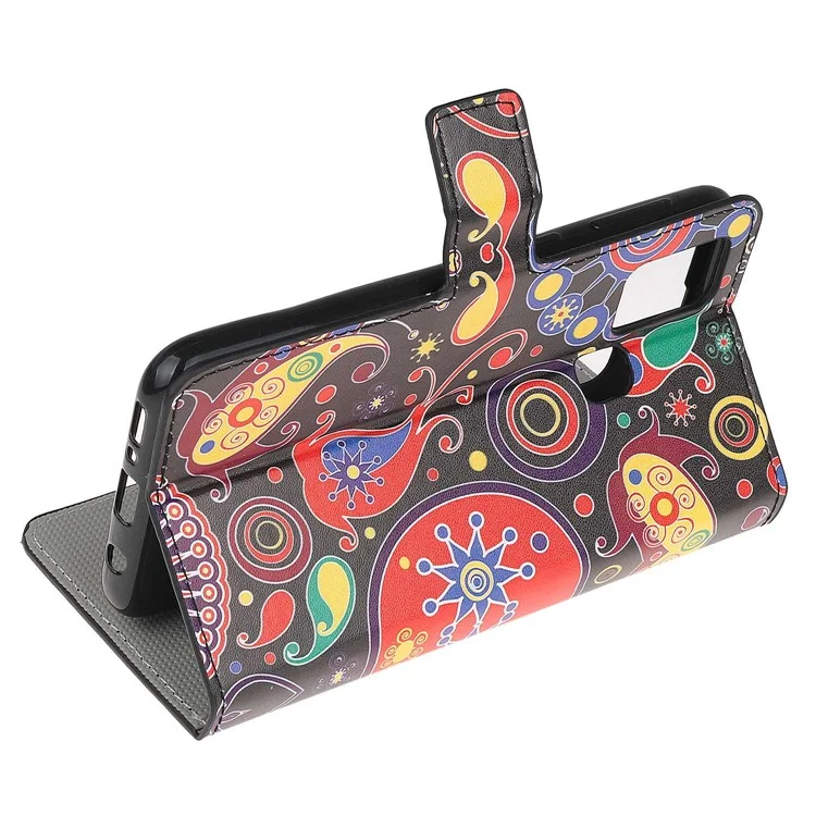 Custodia in pelle con stampa a motivi per Samsung Galaxy A21s, con supporto, anti-graffi - Fiore Paisley