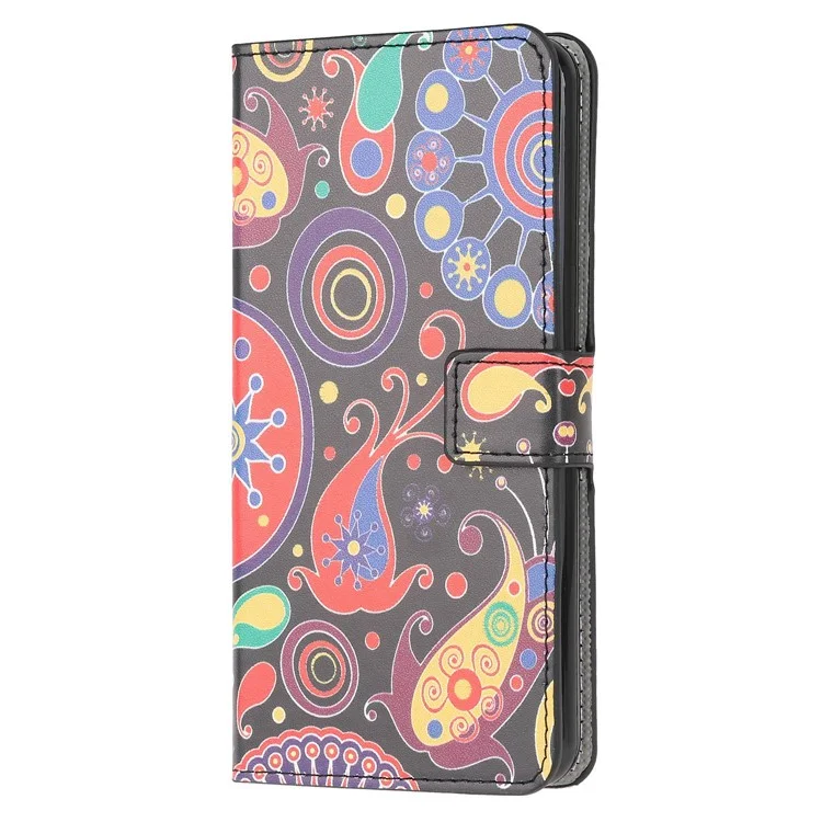 Padrão Caixa de Suporte de Couro Para Impressão de Couro Para Samsung Galaxy A21s Anti-arranhão Telefone de Superfície do Telefone - Paisley Flor