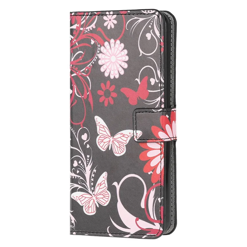 Pattern Printing Leather Wallet Stand Case for Samsung Galaxy A21s Anti-Scratch Surface Phone Shell - Butterfly Flower