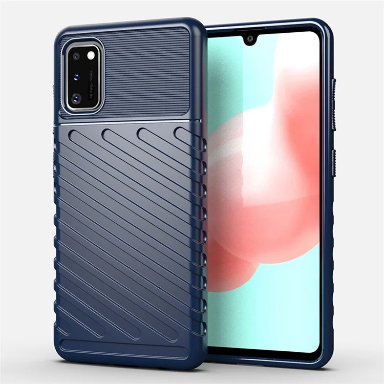 Custodia protettiva in TPU con trama di tela della serie Thunder per Samsung Galaxy A41 (versione globale) - Blu