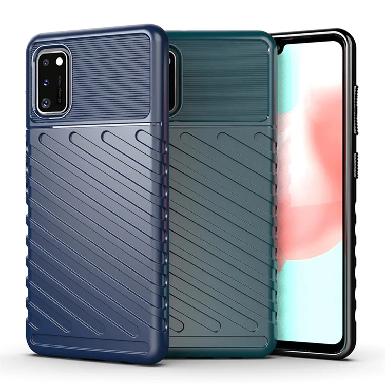 Custodia protettiva in TPU con trama di tela della serie Thunder per Samsung Galaxy A41 (versione globale) - Blu
