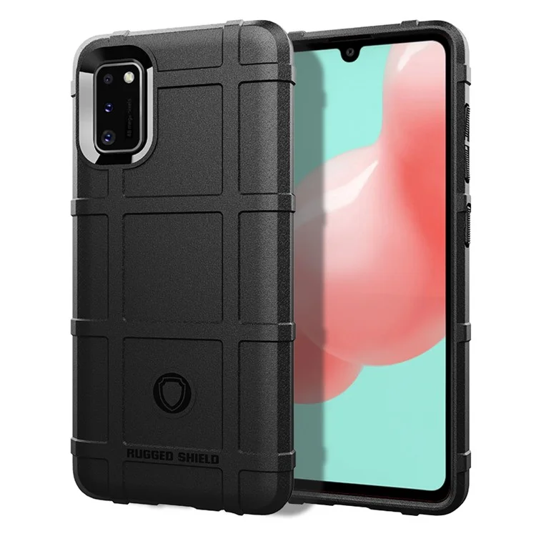 Shock-proof Rugged Square Grid Skin TPU Phone Case for Samsung Galaxy A41 (Global Version) - Black