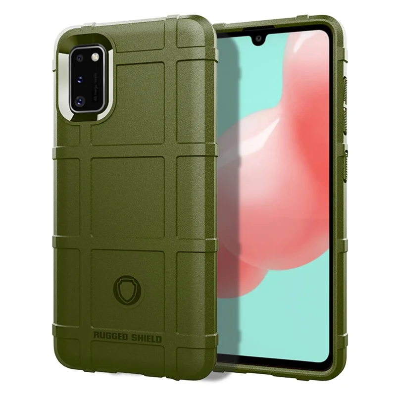 Shock-proof Rugged Square Grid Skin TPU Phone Case for Samsung Galaxy A41 (Global Version) - Army Green