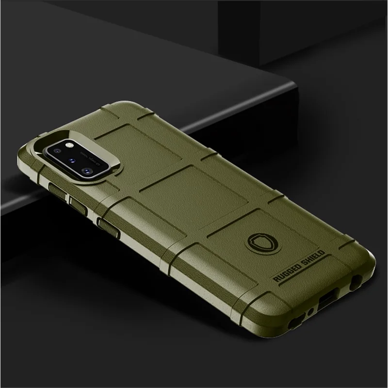 Shock-proof Rugged Square Grid Skin TPU Phone Case for Samsung Galaxy A41 (Global Version) - Army Green
