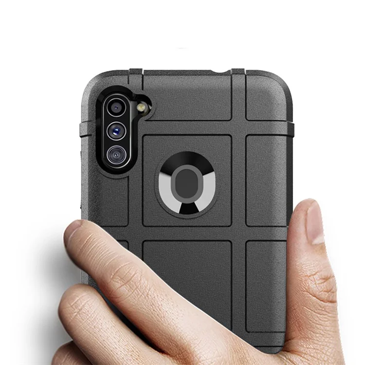 Antishock Square Grid Skin Cool Espessado Caso TPU para Samsung Galaxy A11 - Preto