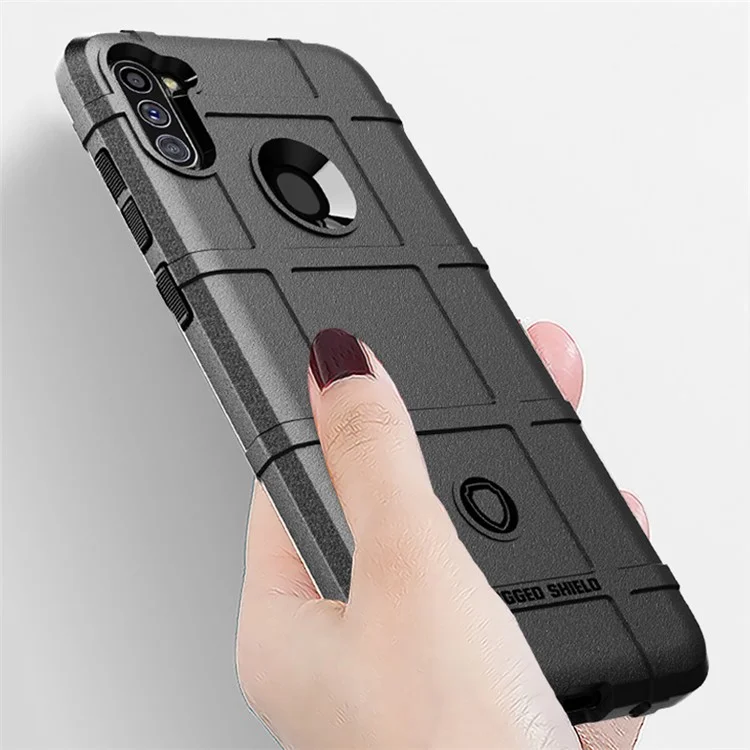 Antishock Square Grid Skin Cool Espessado Caso TPU para Samsung Galaxy A11 - Preto