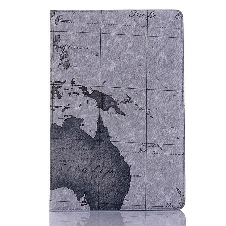 Map Pattern Printing Cool Leather Tablet Cover for Samsung Galaxy Tab S6 Lite (2020) P610 P615 / (2022) / (2024) - Grey