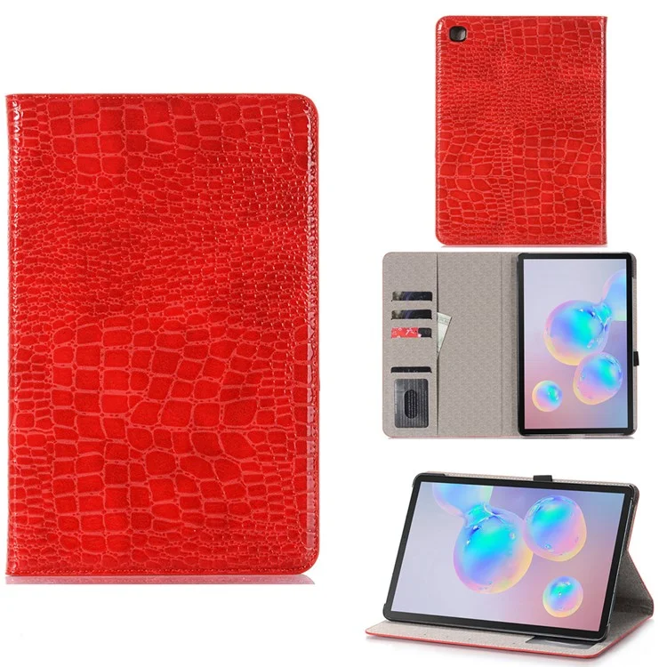 Crocodile Texture Wallet Leather Smart Tablet Case for Samsung Galaxy Tab S6 Lite (2020) P610 P615 / (2022) / (2024) - Red
