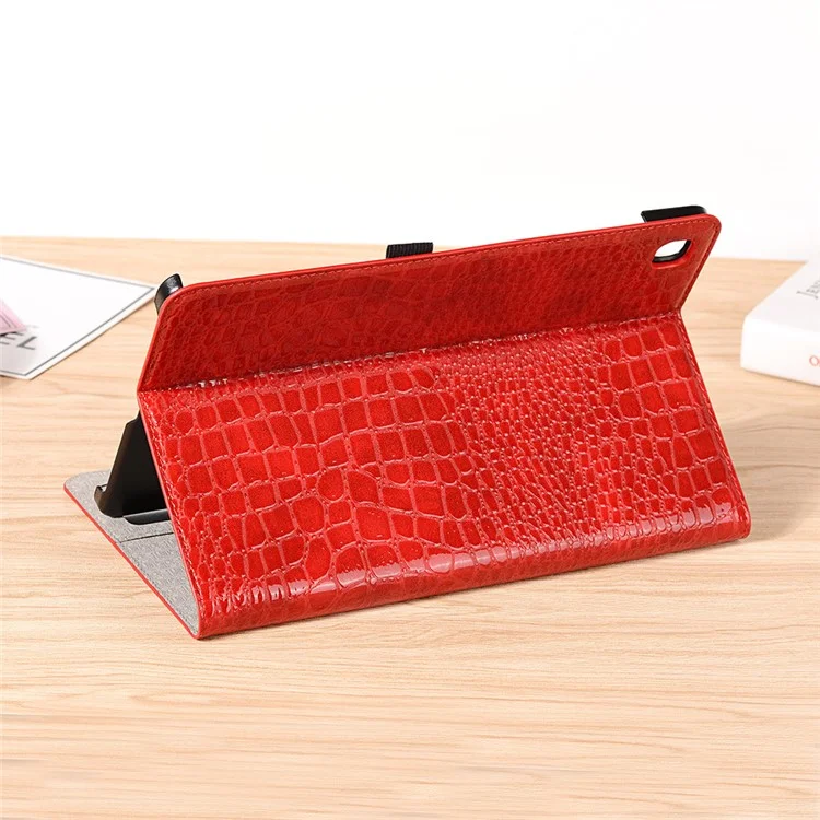 Crocodile Texture Wallet Leather Smart Tablet Case for Samsung Galaxy Tab S6 Lite (2020) P610 P615 / (2022) / (2024) - Red