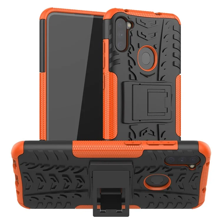 Coque hybride en PC antidérapante + TPU avec support pour Samsung Galaxy A11 (version EU) / M11 - Orange