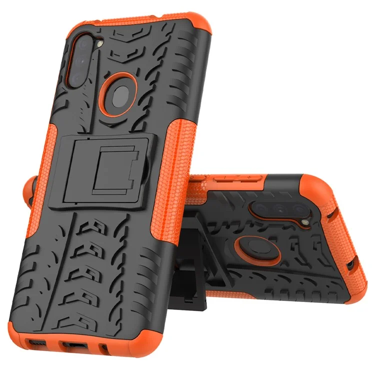 Coque hybride en PC antidérapante + TPU avec support pour Samsung Galaxy A11 (version EU) / M11 - Orange
