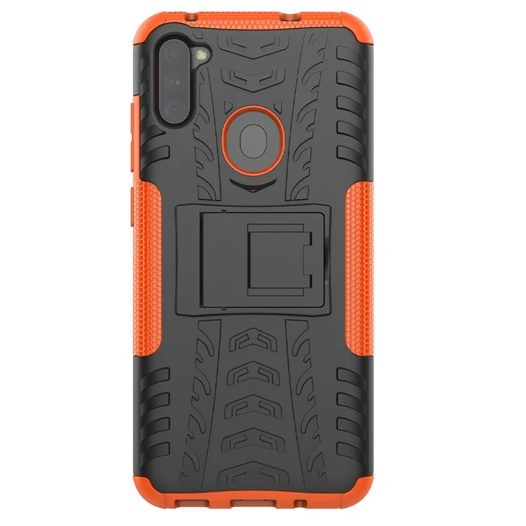 Coque hybride en PC antidérapante + TPU avec support pour Samsung Galaxy A11 (version EU) / M11 - Orange