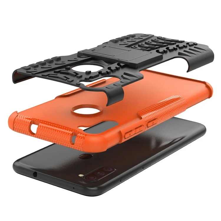 Coque hybride en PC antidérapante + TPU avec support pour Samsung Galaxy A11 (version EU) / M11 - Orange