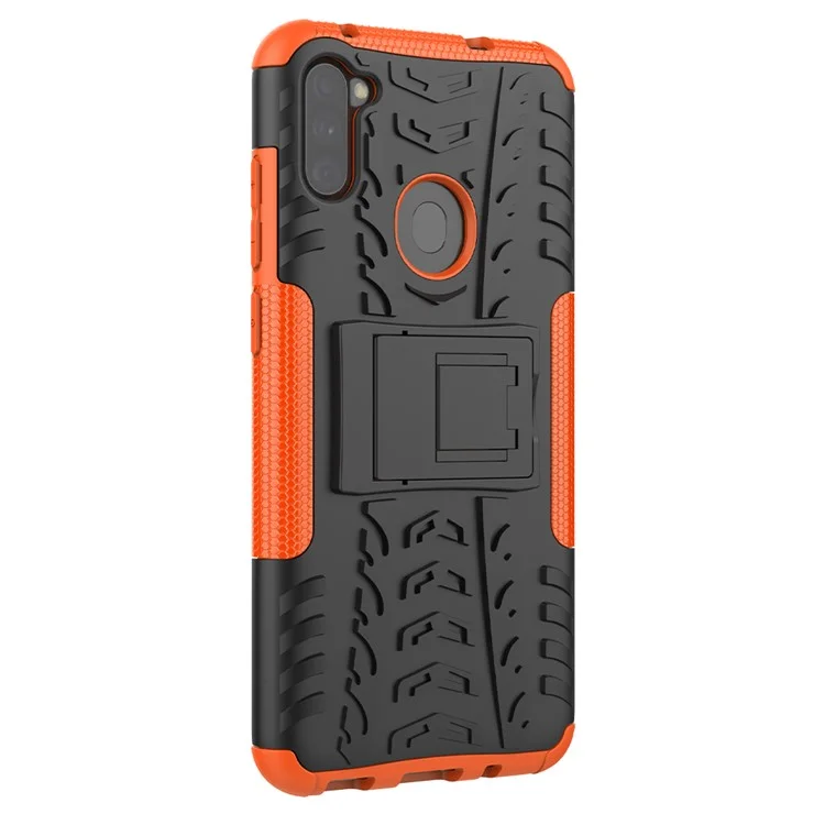 Coque hybride en PC antidérapante + TPU avec support pour Samsung Galaxy A11 (version EU) / M11 - Orange