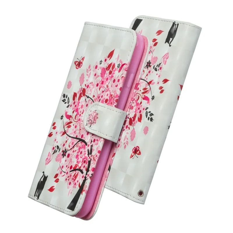 Light Spot Decor Pattern Printing Wallet Stand Leather Case with Strap for Samsung Galaxy A21s - Flower Tree