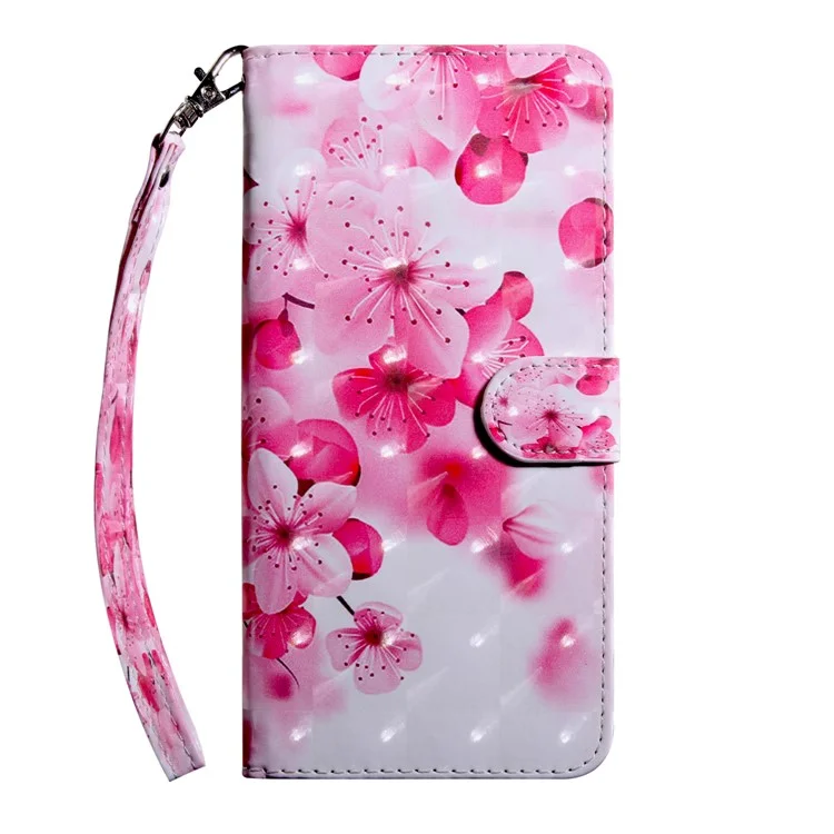 Light Spot Decor Pattern Printing Wallet Stand Leather Case with Strap for Samsung Galaxy A21s - Rose Flower