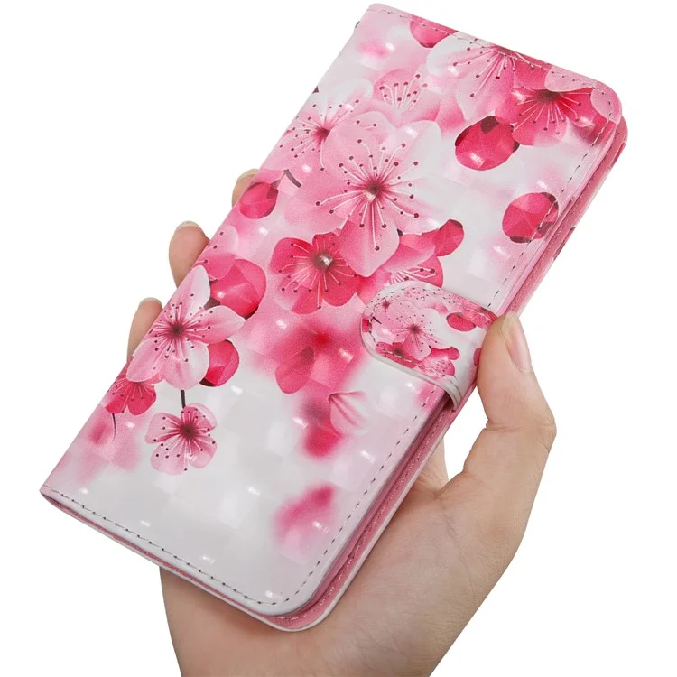 Light Spot Decor Pattern Printing Wallet Stand Leather Case with Strap for Samsung Galaxy A21s - Rose Flower