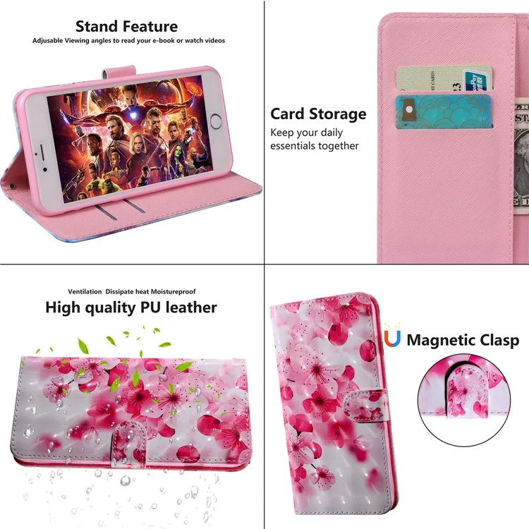 Light Spot Decor Pattern Printing Wallet Stand Leather Case with Strap for Samsung Galaxy A21s - Rose Flower