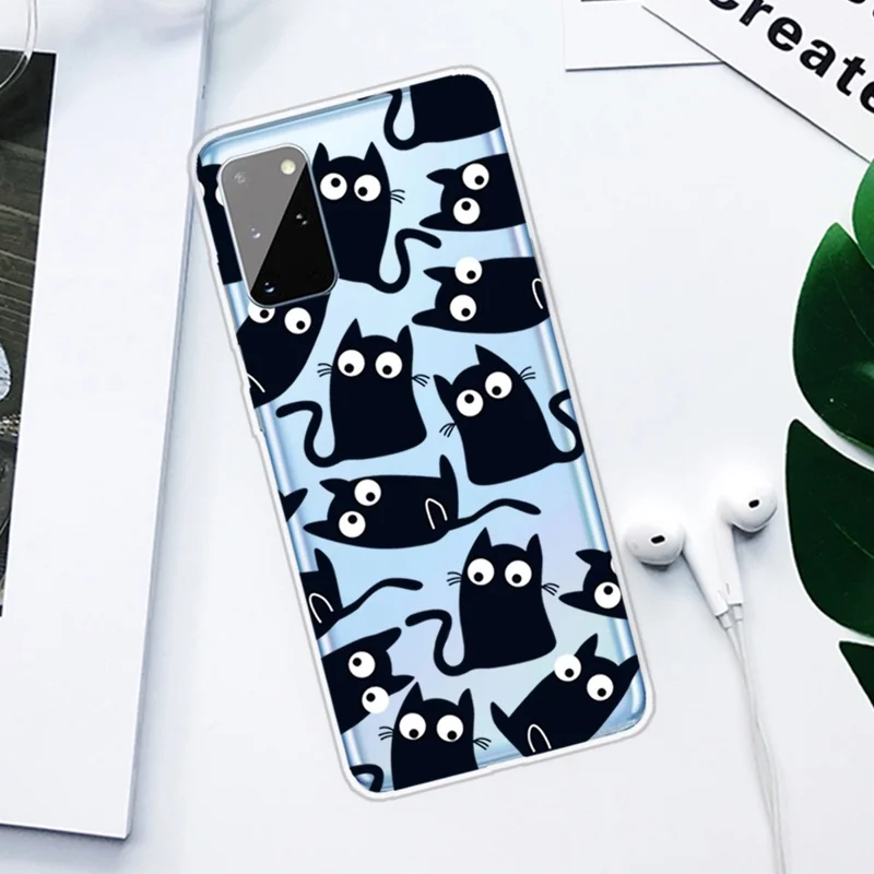 Transparante TPU-backcover met patroonprint voor Samsung Galaxy A41 (wereldwijde versie) - Zwarte katten