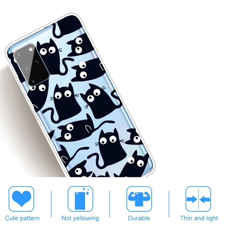 Transparante TPU-backcover met patroonprint voor Samsung Galaxy A41 (wereldwijde versie) - Zwarte katten