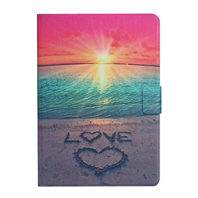 Modèle D'impression Pour Cartes à Places Stand Flip Leather Protective Case Pour Samsung Galaxy Tab A 10.1 (2019) Sm-t510 / T515 - Amour en Bord de Mer