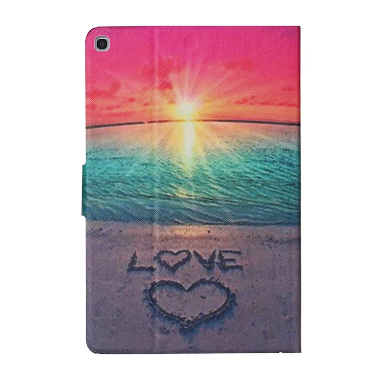 Modèle D'impression Pour Cartes à Places Stand Flip Leather Protective Case Pour Samsung Galaxy Tab A 10.1 (2019) Sm-t510 / T515 - Amour en Bord de Mer