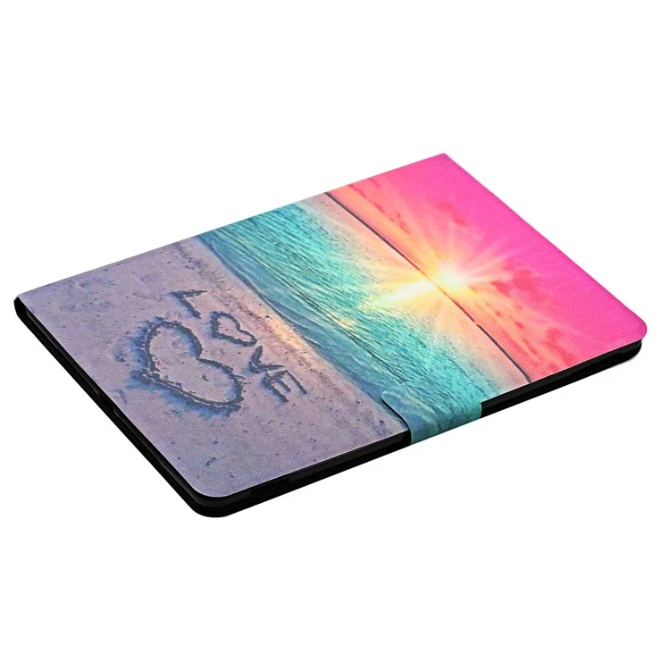 Modèle D'impression Pour Cartes à Places Stand Flip Leather Protective Case Pour Samsung Galaxy Tab A 10.1 (2019) Sm-t510 / T515 - Amour en Bord de Mer