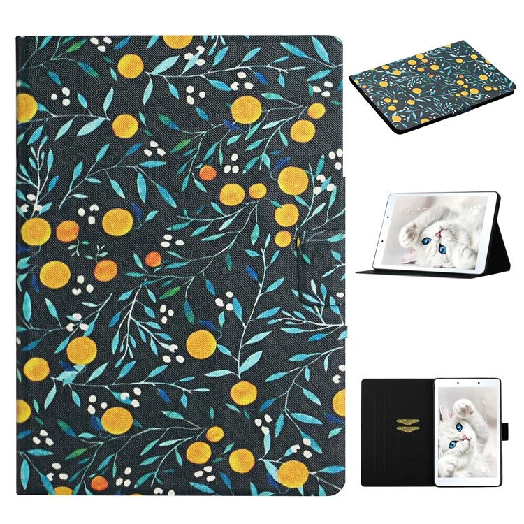Blumenmusterdruck-Kartenhalterstativ Tablette Abdeckungsfall für Samsung Galaxy Tab A 8.0 Wi-Fi (2019) SM-T290 - Orange