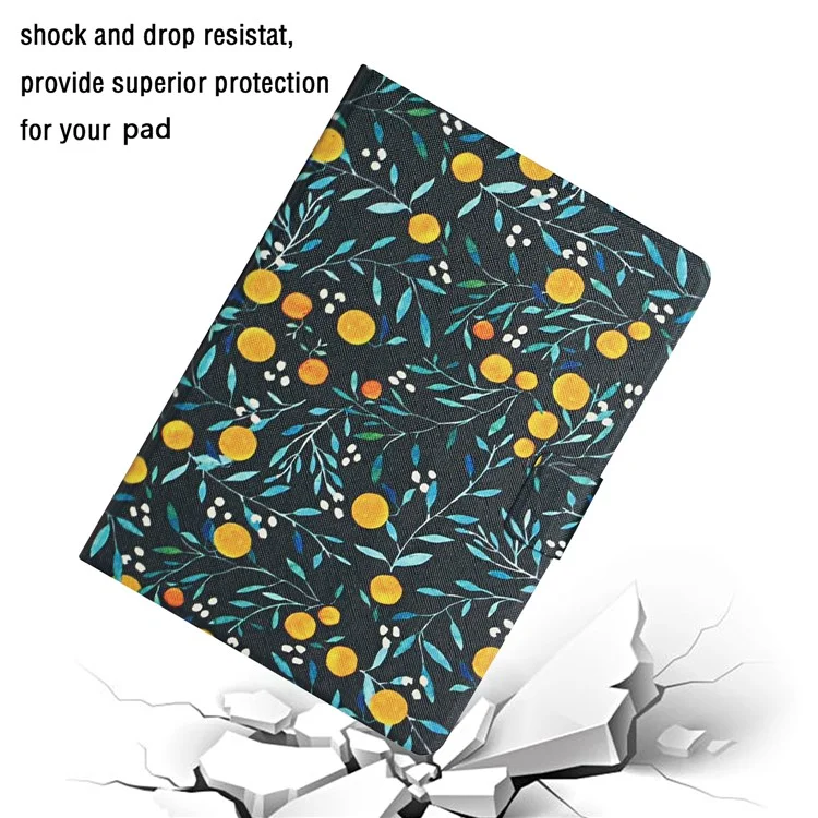 Blumenmusterdruck-Kartenhalterstativ Tablette Abdeckungsfall für Samsung Galaxy Tab A 8.0 Wi-Fi (2019) SM-T290 - Orange