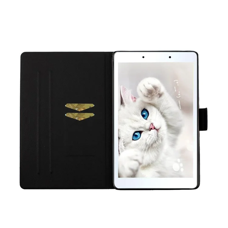 Blumenmusterdruck-Kartenhalterstativ Tablette Abdeckungsfall für Samsung Galaxy Tab A 8.0 Wi-Fi (2019) SM-T290 - Orange