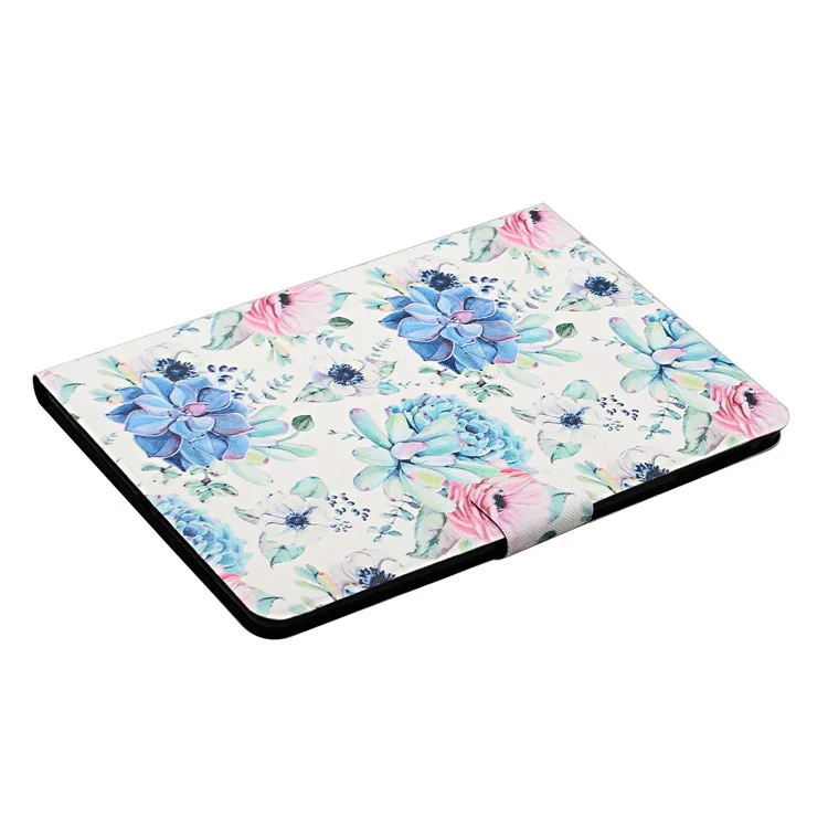 Flower Pattern Printing Card Holder Stand Tablet Cover for Samsung Galaxy Tab A 10.1 (2019) T510 - Blue Flower