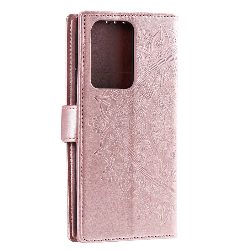 Imprint Flower Leather Wallet Case voor Samsung Galaxy Note20 Ultra/Note20 Ultra 5G - Roze goud