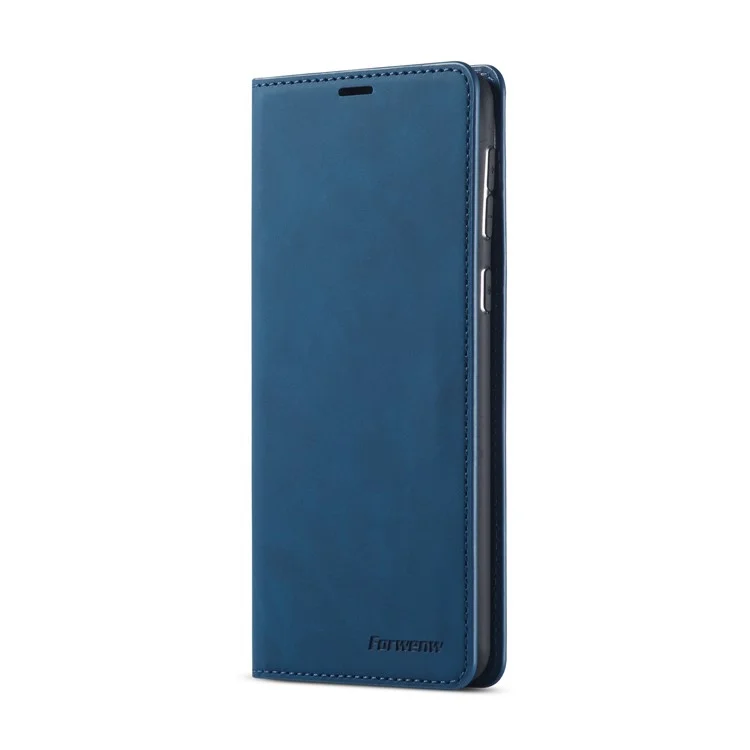 FORWENW Fantasy Series Silky Touch Wallet Leather Mobile Phone Cover for Samsung Galaxy A21 - Blue