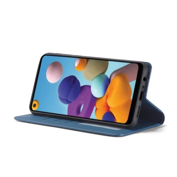 FORWENW Fantasy Series Silky Touch Wallet Leather Mobile Phone Cover for Samsung Galaxy A21 - Blue