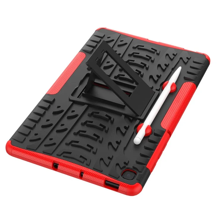 Modèle de Pneu Cool PC + Coque Antidérapante TPU Avec Kickstand Pour Samsung Galaxy Tab S6 Lite P610 / P615 / S6 Lite (2022) - Rouge