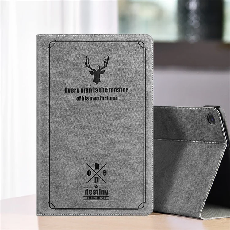 Ultra-thin Deer Pattern PU Leather + PC Tablet Protective Cover for Samsung Galaxy Tab S6 Lite (2020) P610 P615 / (2022) / (2024) - Grey