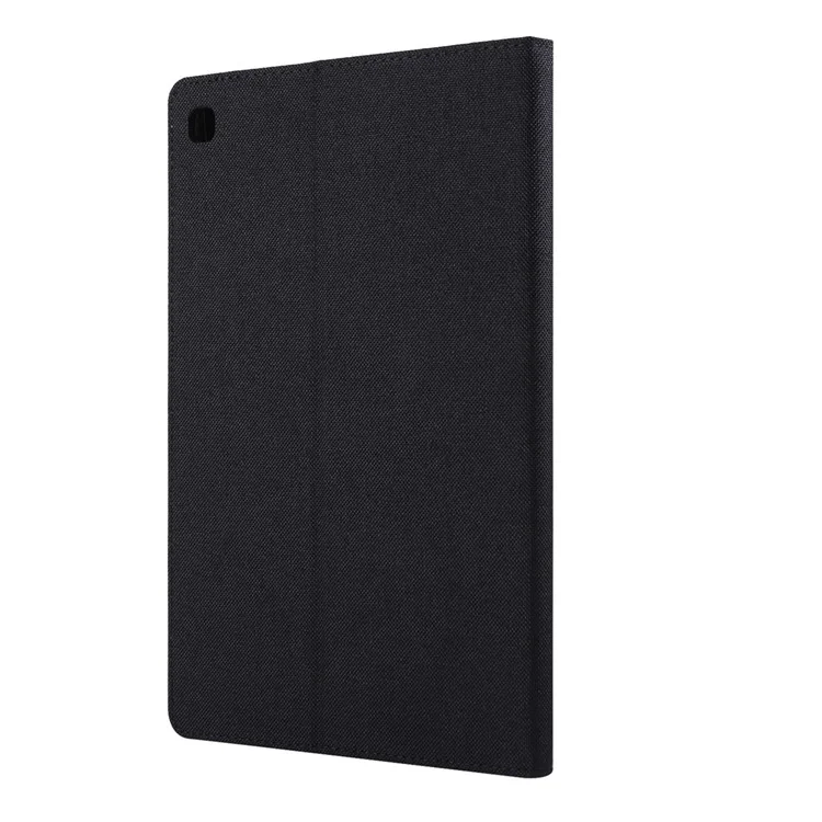 Cartão de Textura de Tecido Slots de Cartão Suporte de Couro Caso para Samsung Galaxy Tab S5e SM-T720 - Preto