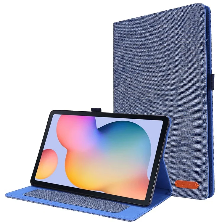 Cloth Texture Card Slots Stand Leather Protective Shell for Samsung Galaxy Tab S6 Lite (2020) / (2022) / (2024) - Blue