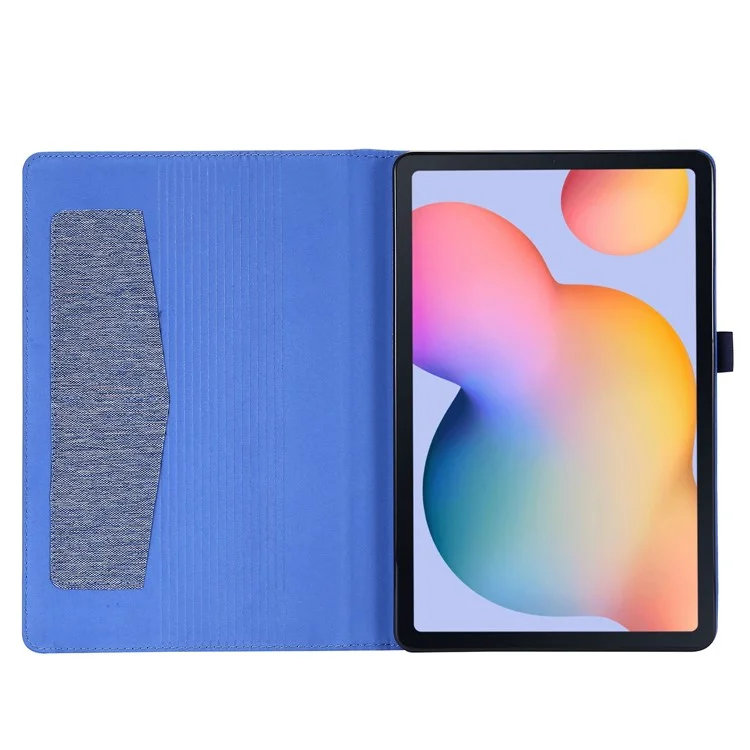 Cloth Texture Card Slots Stand Leather Protective Shell for Samsung Galaxy Tab S6 Lite (2020) / (2022) / (2024) - Blue