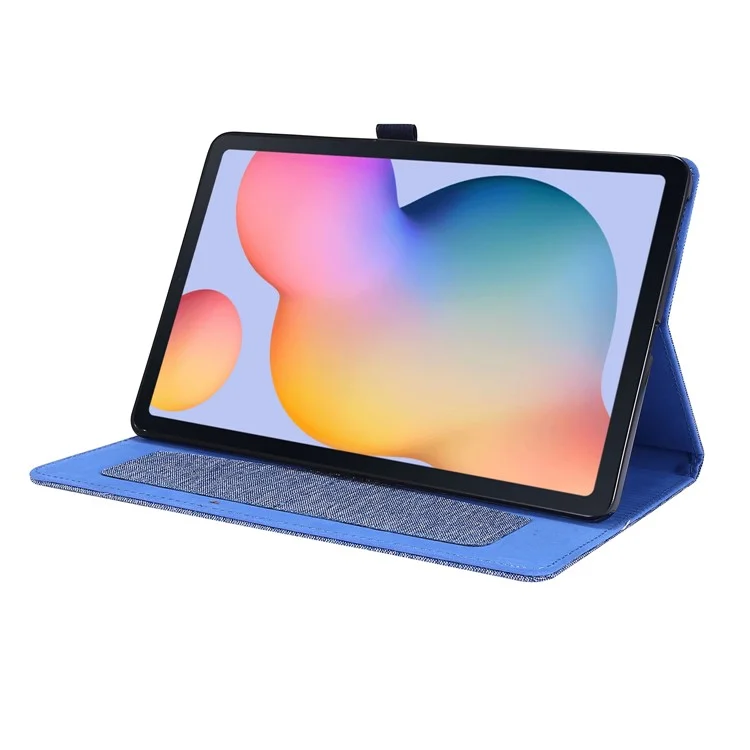 Cloth Texture Card Slots Stand Leather Protective Shell for Samsung Galaxy Tab S6 Lite (2020) / (2022) / (2024) - Blue