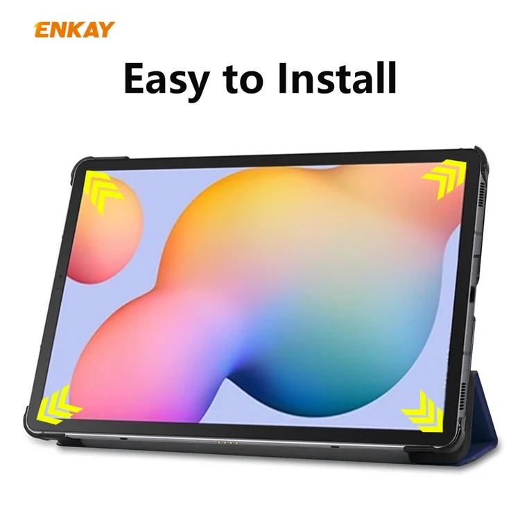 Étui intelligent en cuir PU à rabat triple pour Samsung Galaxy Tab S6 Lite (2020) P610 P615 / (2022) / (2024) - Bleu foncé